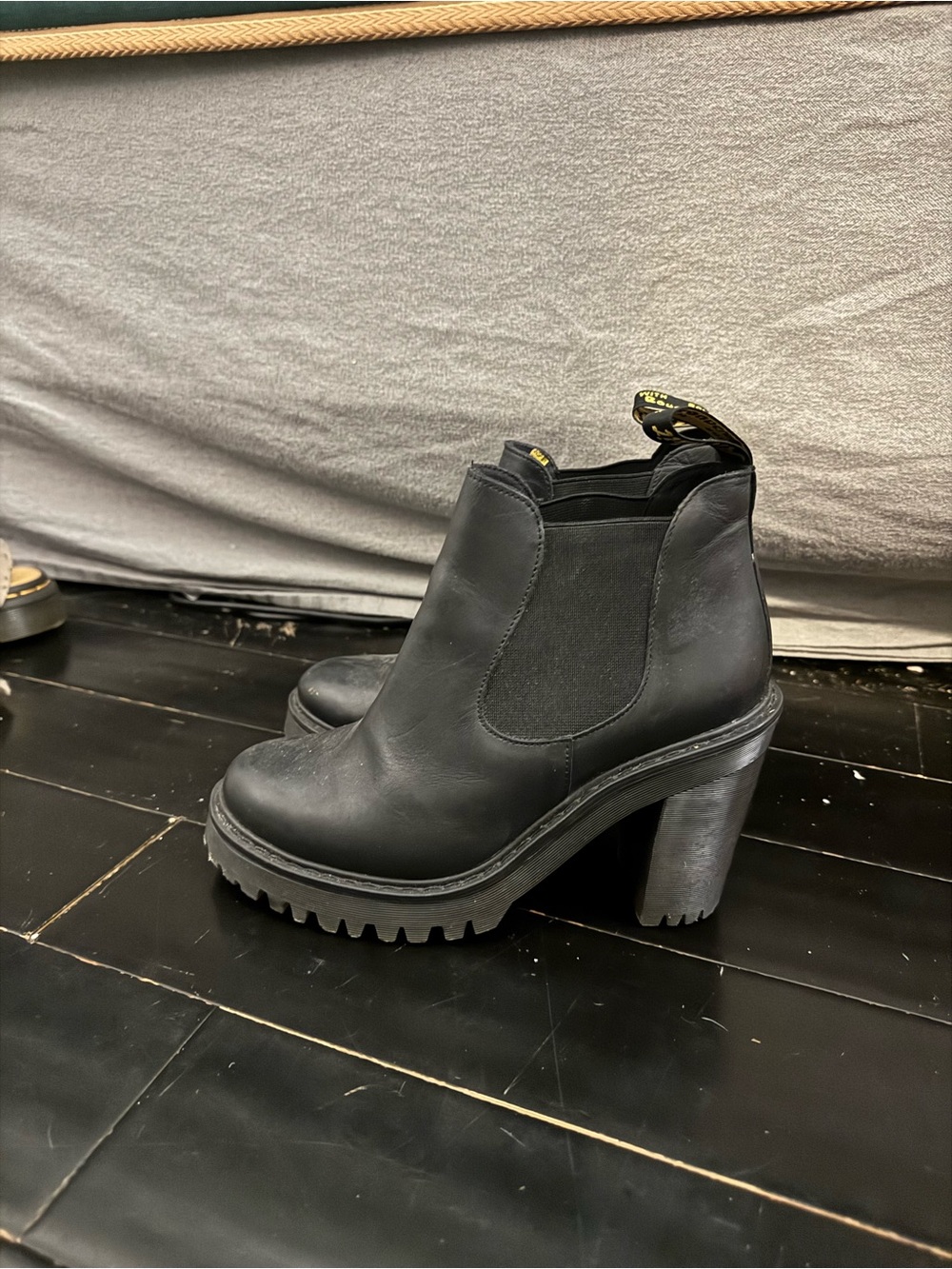 Dr. Martens Black Chunky Platform Chelsea Heel Boots